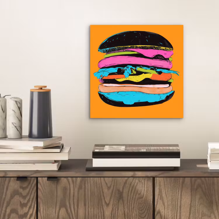 Hamburger - Kleurrijk - Speels aluminium wit klein -sfeer1