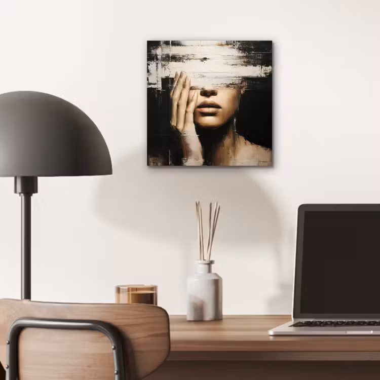 Hand - Gezicht - Strepen - Abstract aluminium wit klein -sfeer5