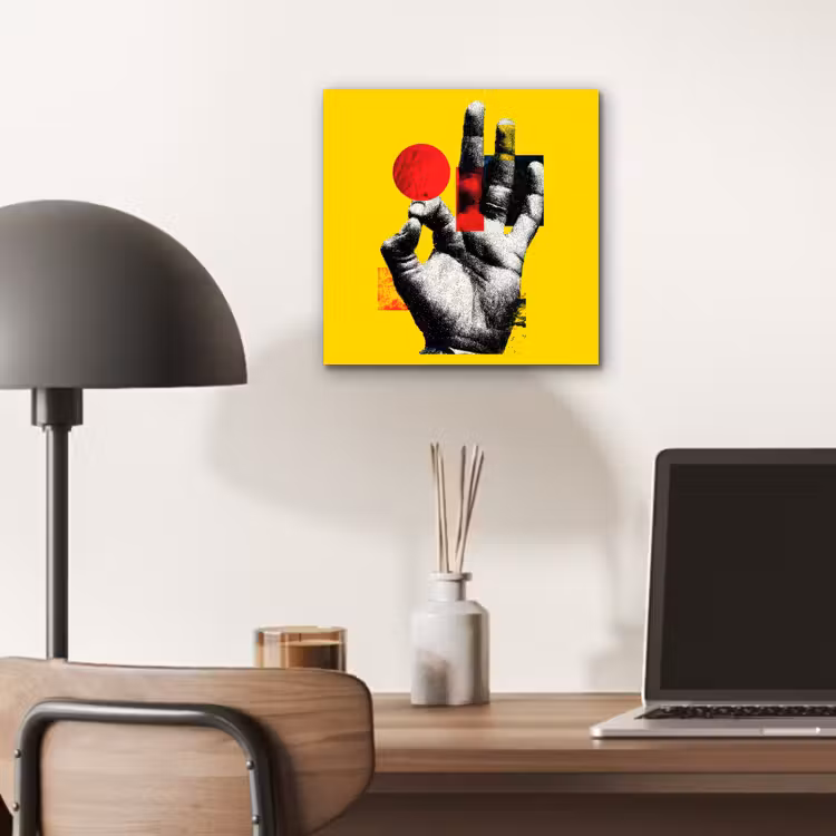 Hand - Rode cirkel - Geel aluminium wit klein -sfeer5