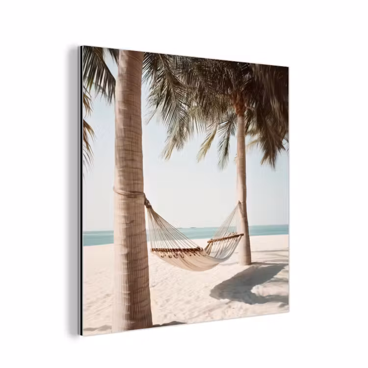 Hangmat - Palmbomen - Strand - Zee aluminium wit klein -3d