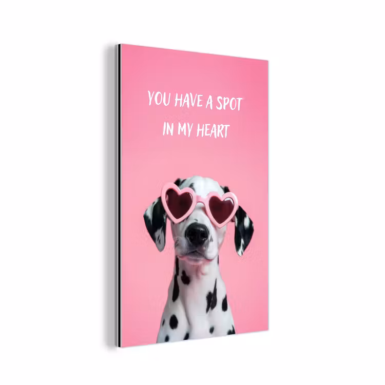 Hartjes - Hond - Valentijn - Roze aluminium wit klein -3d