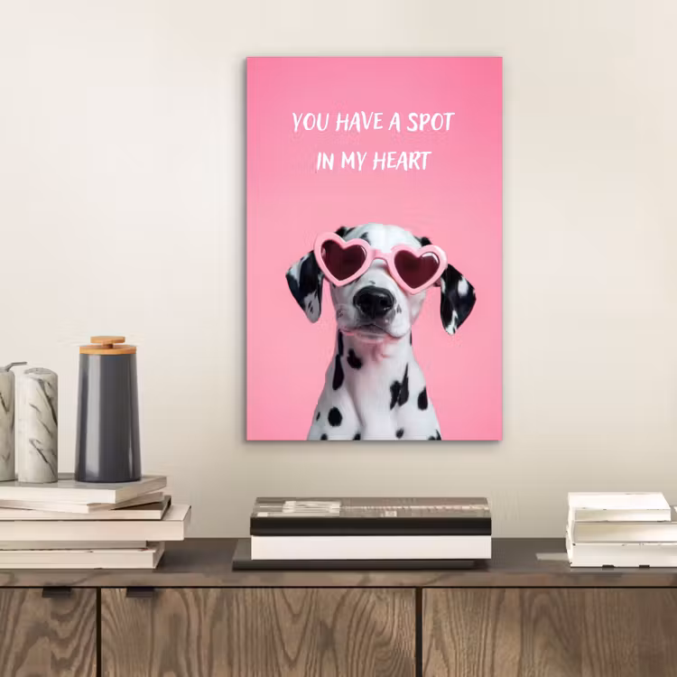 Hartjes - Hond - Valentijn - Roze aluminium wit klein -sfeer1
