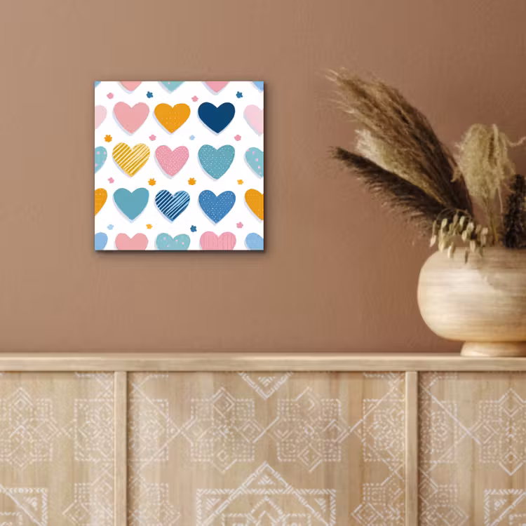 Hartjes - Pastel - Kleurcontrast - Handgetekend aluminium wit klein -sfeer4