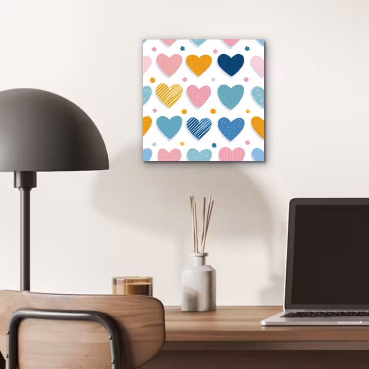 Hartjes - Pastel - Kleurcontrast - Handgetekend aluminium wit klein -sfeer5
