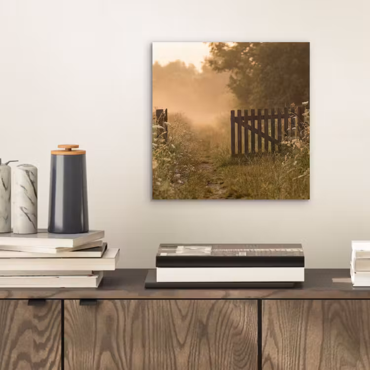 Hek - Natuur - Mist - Veld aluminium wit klein -sfeer1