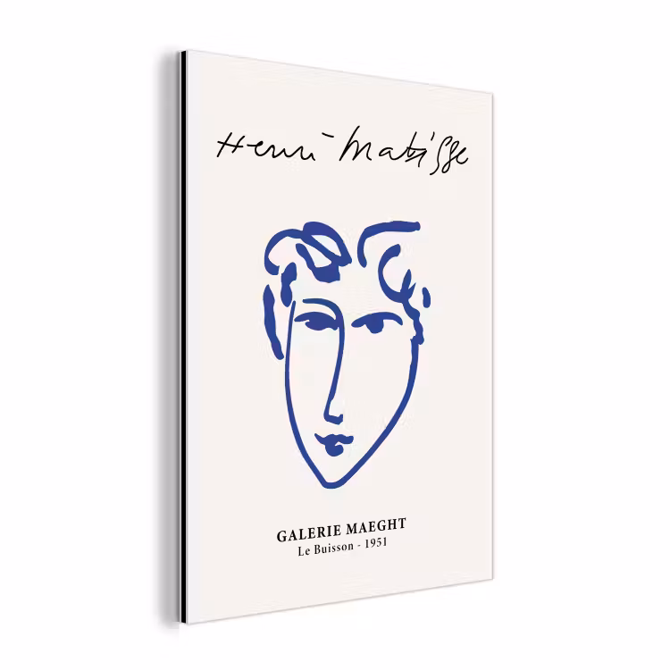 Henri Matisse - Oude meesters - Portret - Blauw aluminium wit klein -3d