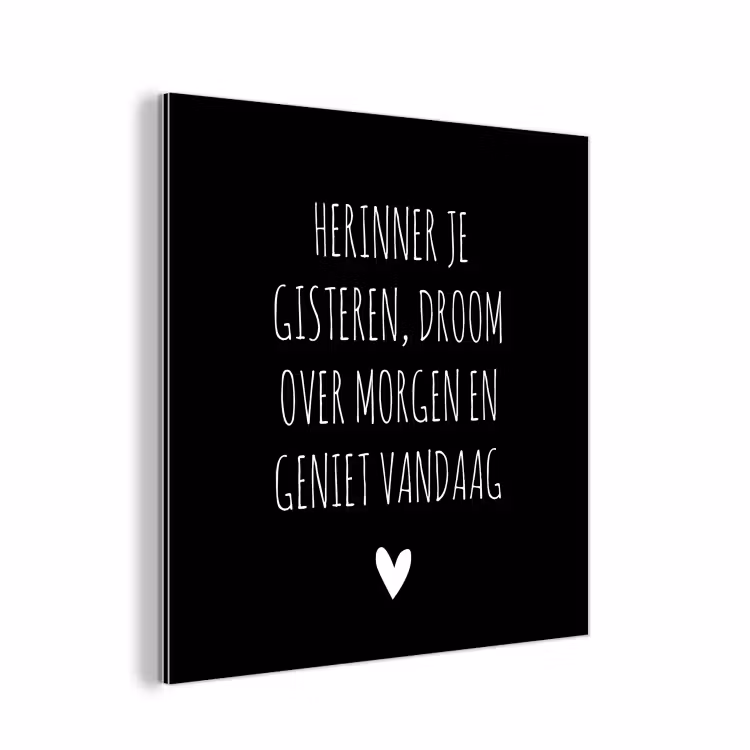Herinner je gisteren droom over morgen geniet vandaag - Spreuken - Quotes aluminium wit klein -3d