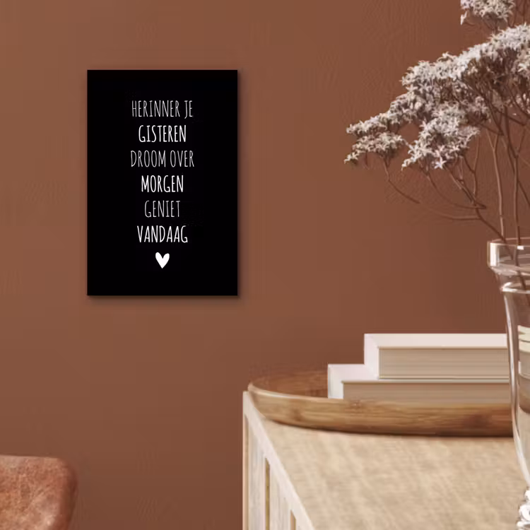 Herinner je gisteren droom over morgen geniet vandaag - Spreuken - Quotes aluminium wit klein -sfeer4