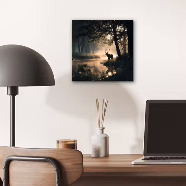 Hert - Bosbeek - Mystiek aluminium wit klein -sfeer5