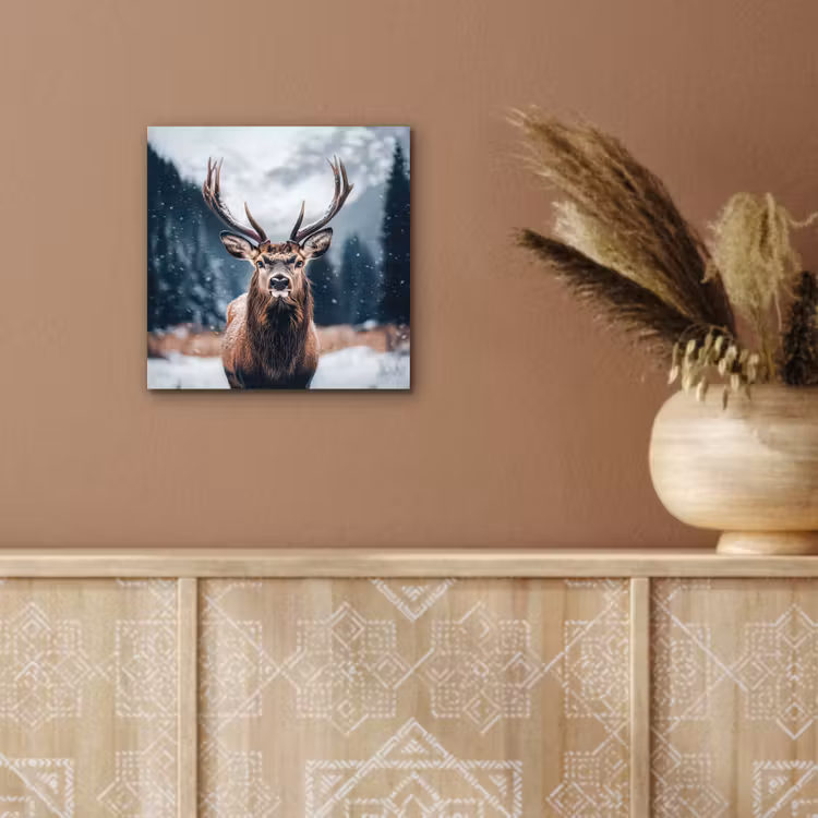 Hert - Dieren - Landschap - Winter - Sneeuw aluminium wit klein -sfeer4