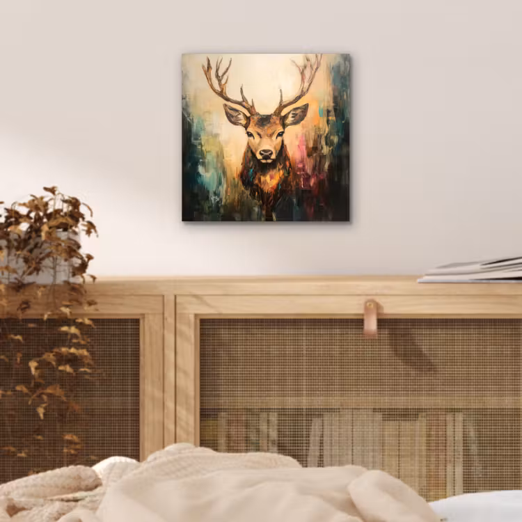 Hert - Geverfd - Gewei - Bruin aluminium wit klein -sfeer3