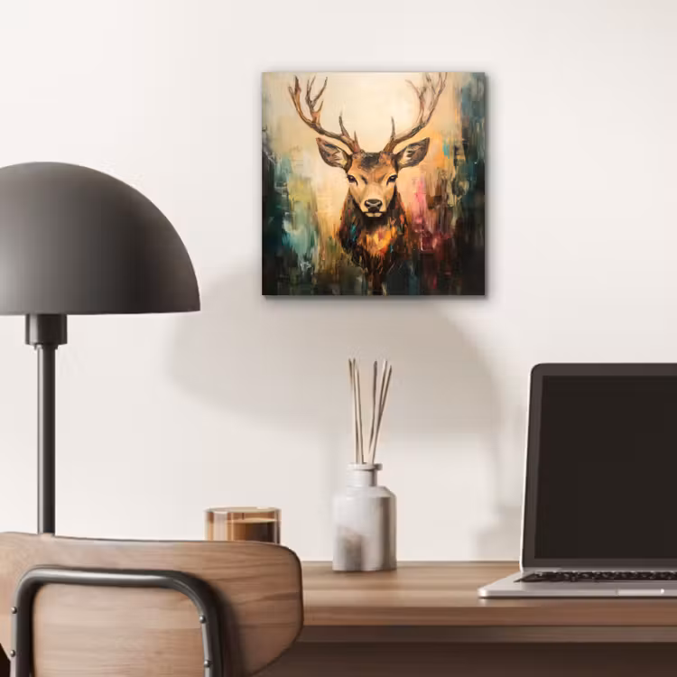Hert - Geverfd - Gewei - Bruin aluminium wit klein -sfeer5