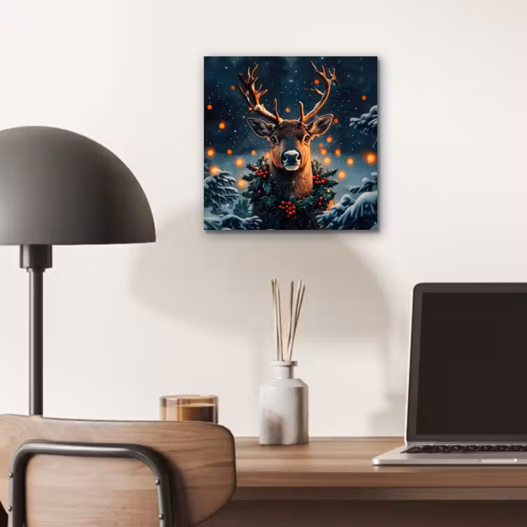 Hert - Kerst - Winter - Sneeuw - Kerstkrans aluminium wit klein -sfeer5