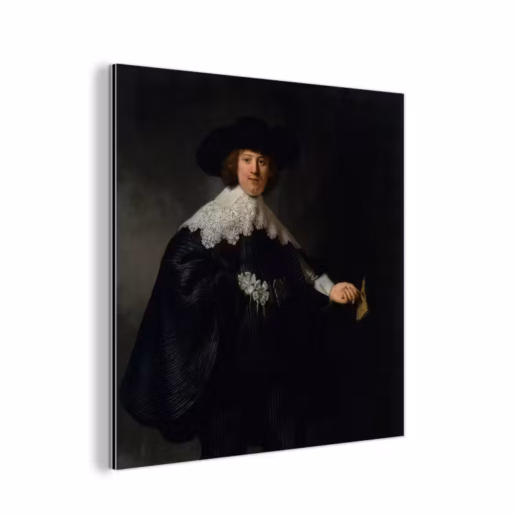 Het huwelijksportret van Marten Soolmans - Rembrandt van Rijn aluminium wit klein -3d