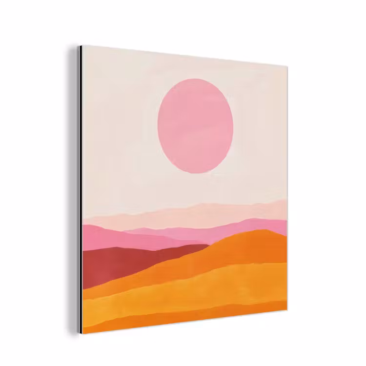 Heuvels - Oranje - Zon - Abstract aluminium wit klein -3d