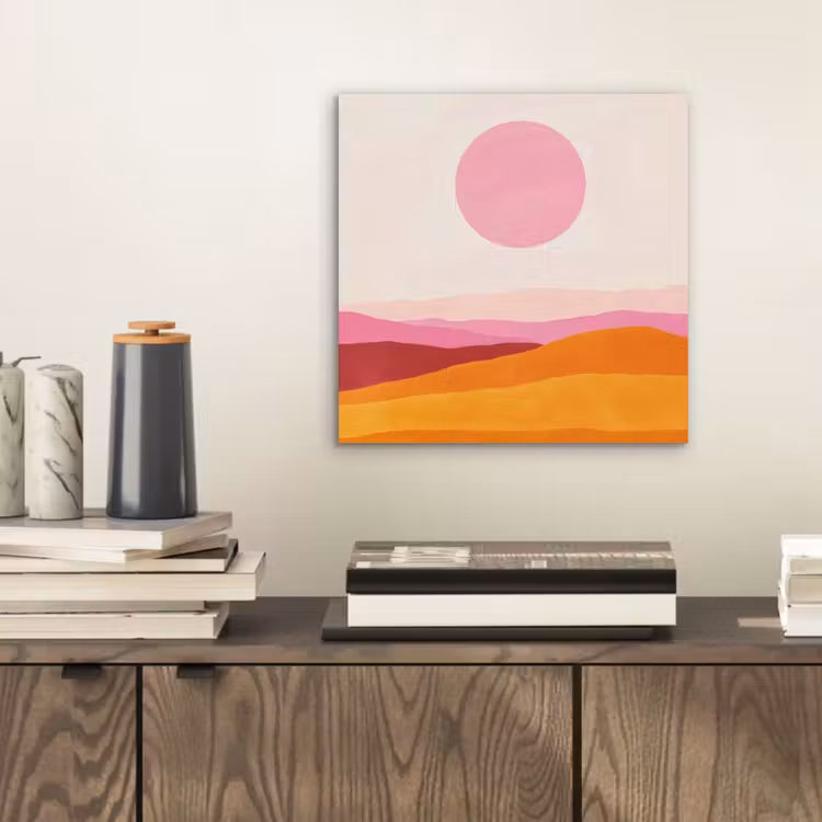 Heuvels - Oranje - Zon - Abstract aluminium wit klein -sfeer1