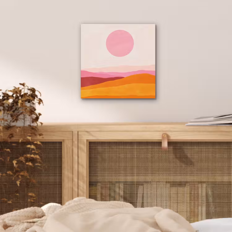 Heuvels - Oranje - Zon - Abstract aluminium wit klein -sfeer3