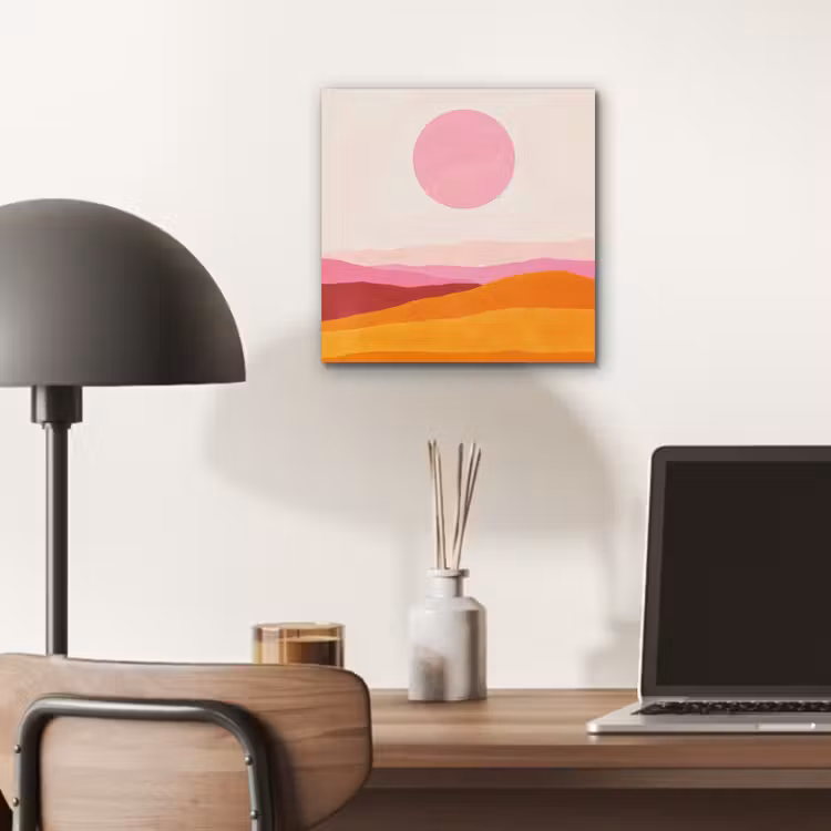 Heuvels - Oranje - Zon - Abstract aluminium wit klein -sfeer5