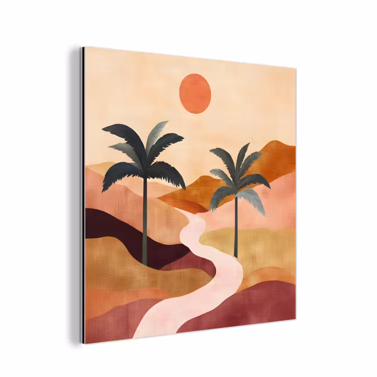 Heuvels - Palmbomen - Abstract aluminium wit klein -3d