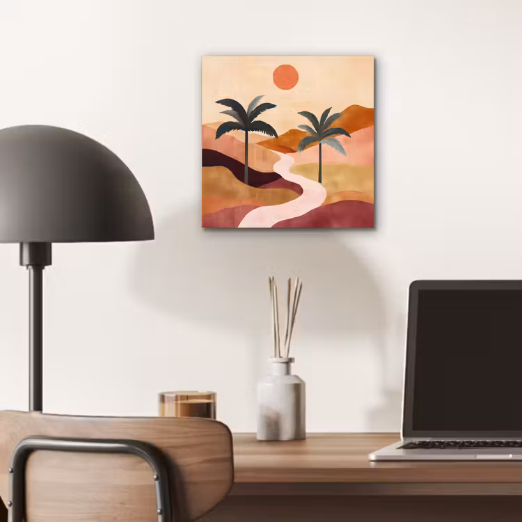 Heuvels - Palmbomen - Abstract aluminium wit klein -sfeer5