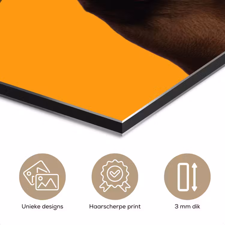 Hond - Oranje - Roos - Valentijn aluminium wit klein -closeup_NL