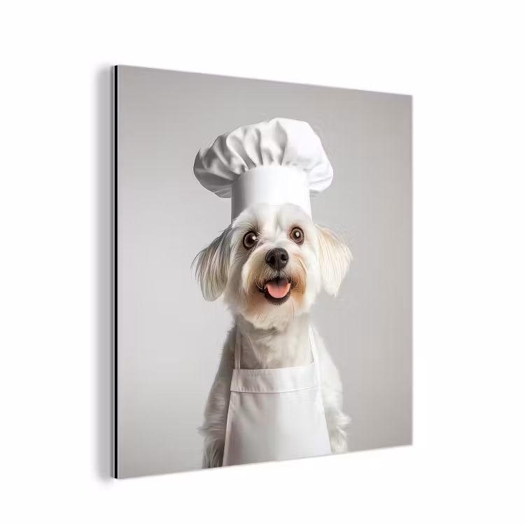 Hond - Wit - Kok aluminium wit klein -3d