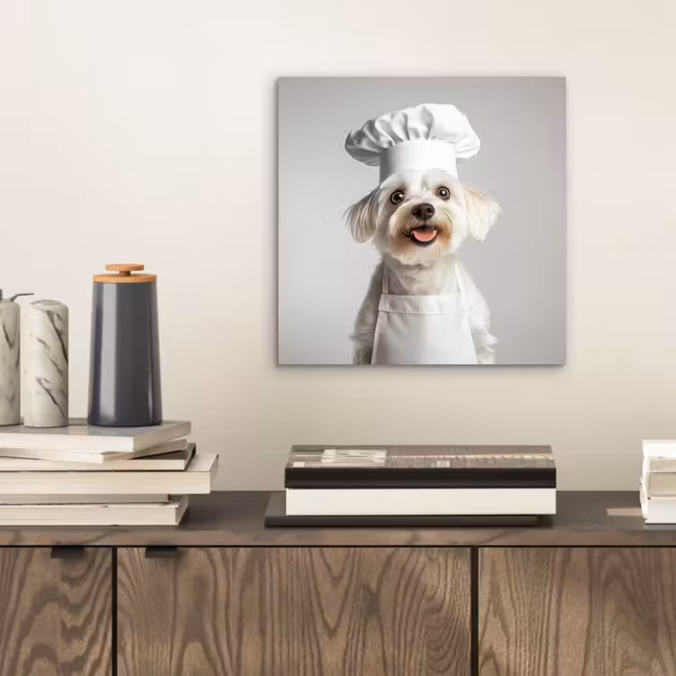 Hond - Wit - Kok aluminium wit klein -sfeer1