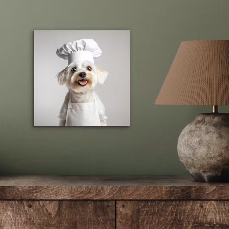 Hond - Wit - Kok aluminium wit klein -sfeer2
