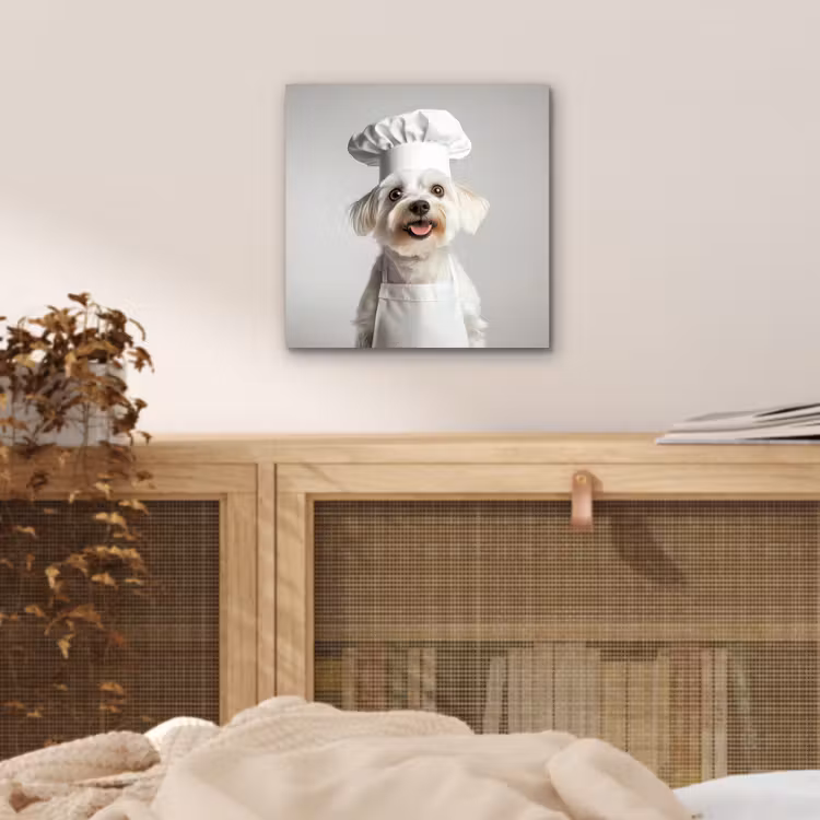 Hond - Wit - Kok aluminium wit klein -sfeer3