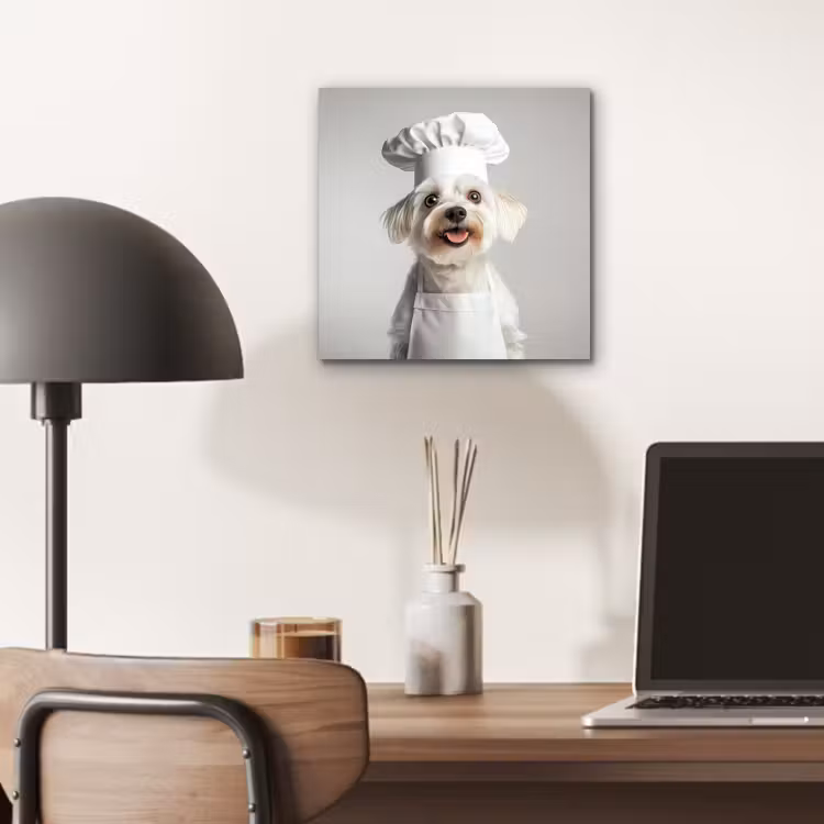 Hond - Wit - Kok aluminium wit klein -sfeer5