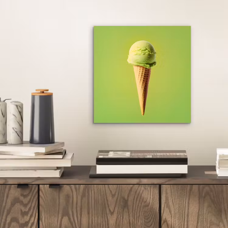 Hoorntje - Schepijs - Groen aluminium wit klein -sfeer1