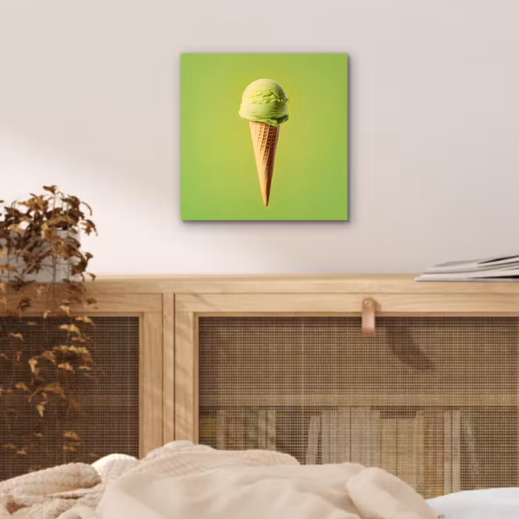 Hoorntje - Schepijs - Groen aluminium wit klein -sfeer3
