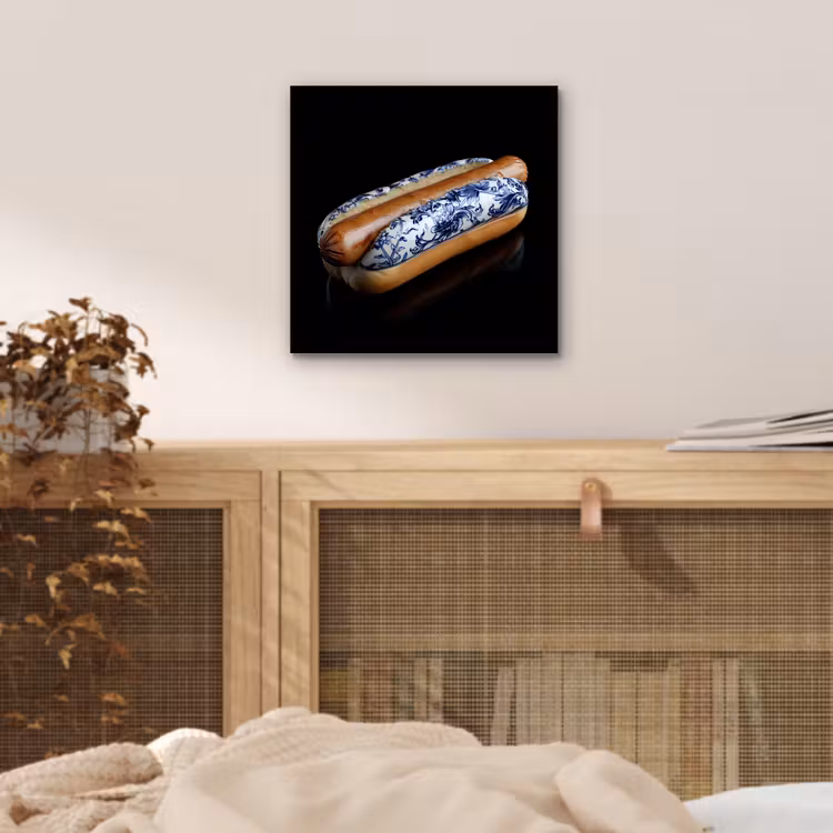 Hotdog - Porselein - Delfts blauw - Eten aluminium wit klein -sfeer3