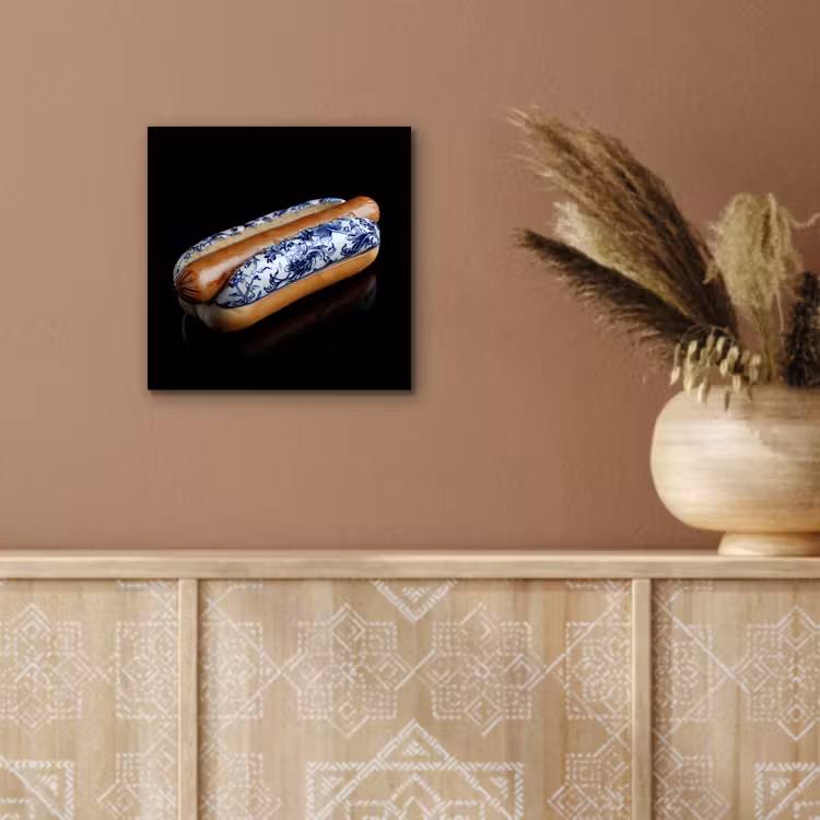 Hotdog - Porselein - Delfts blauw - Eten aluminium wit klein -sfeer4