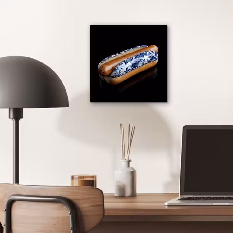 Hotdog - Porselein - Delfts blauw - Eten aluminium wit klein -sfeer5
