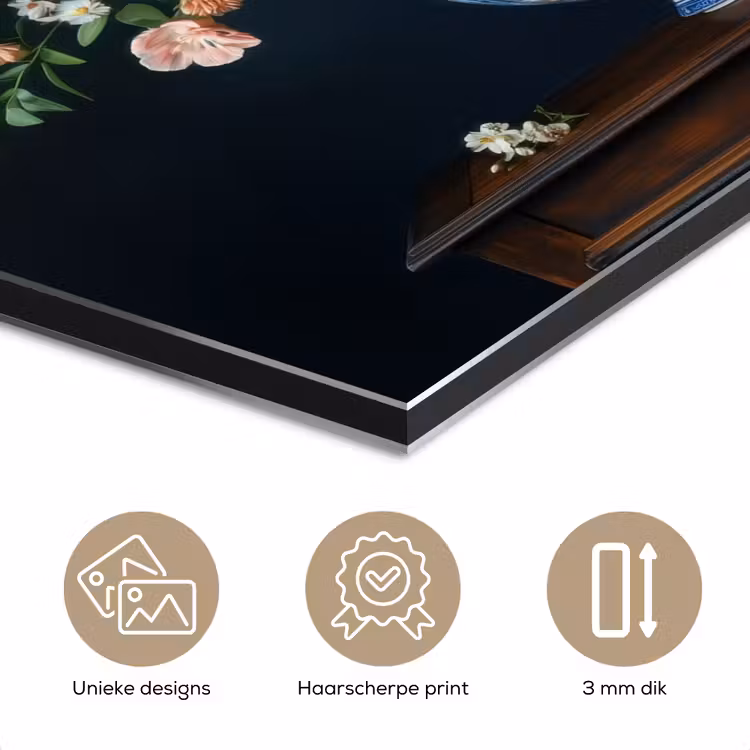 Hout - Vaas - Kleuren - Bloemen aluminium wit klein -closeup_NL