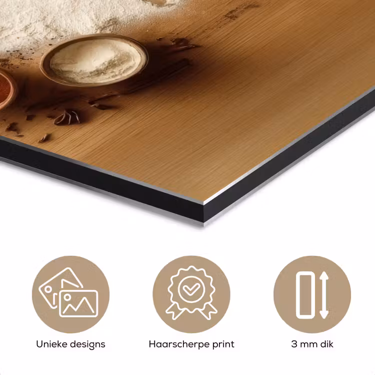 Hout - Wereldkaart - Bakken - Keuken aluminium wit klein -closeup_NL
