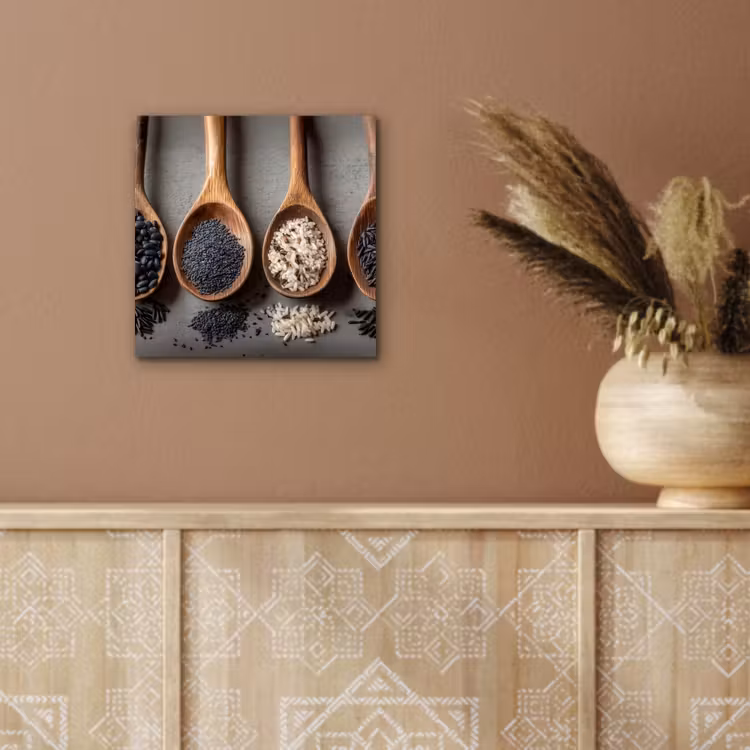 Houten - Lepels - Rijst - Zaden aluminium wit klein -sfeer4