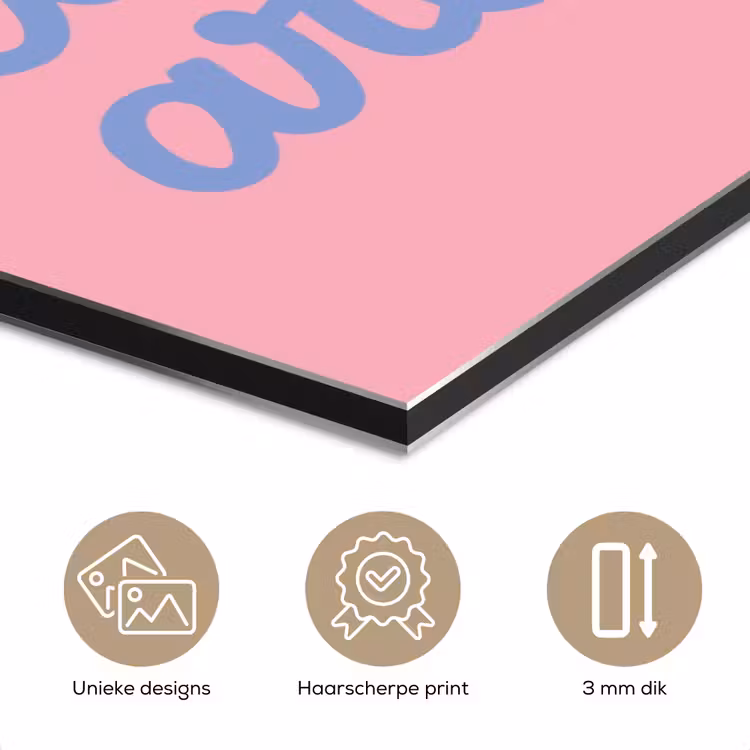 How lucky are we - Klavervier - Roze - Blauw aluminium wit klein -closeup_NL