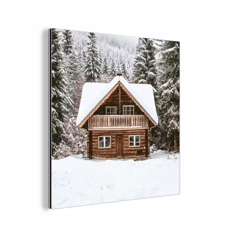 Huis - Bos - Winter - Natuur - Sneeuw aluminium wit klein -3d