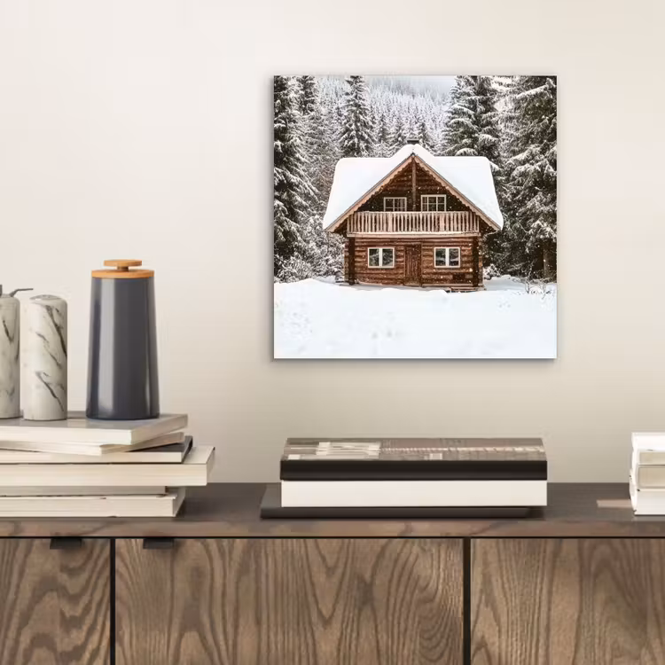 Huis - Bos - Winter - Natuur - Sneeuw aluminium wit klein -sfeer1