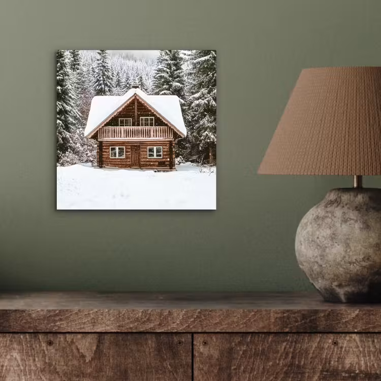 Huis - Bos - Winter - Natuur - Sneeuw aluminium wit klein -sfeer2