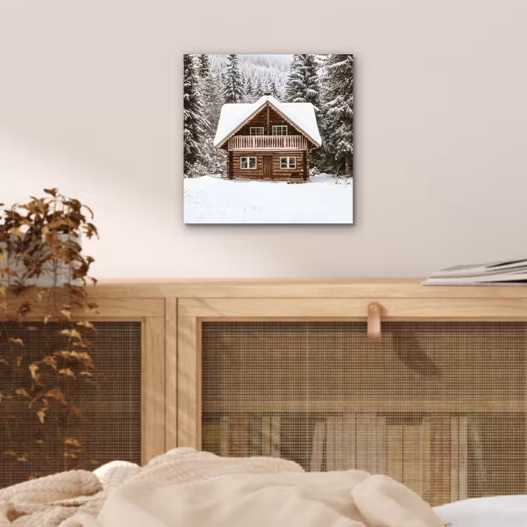 Huis - Bos - Winter - Natuur - Sneeuw aluminium wit klein -sfeer3