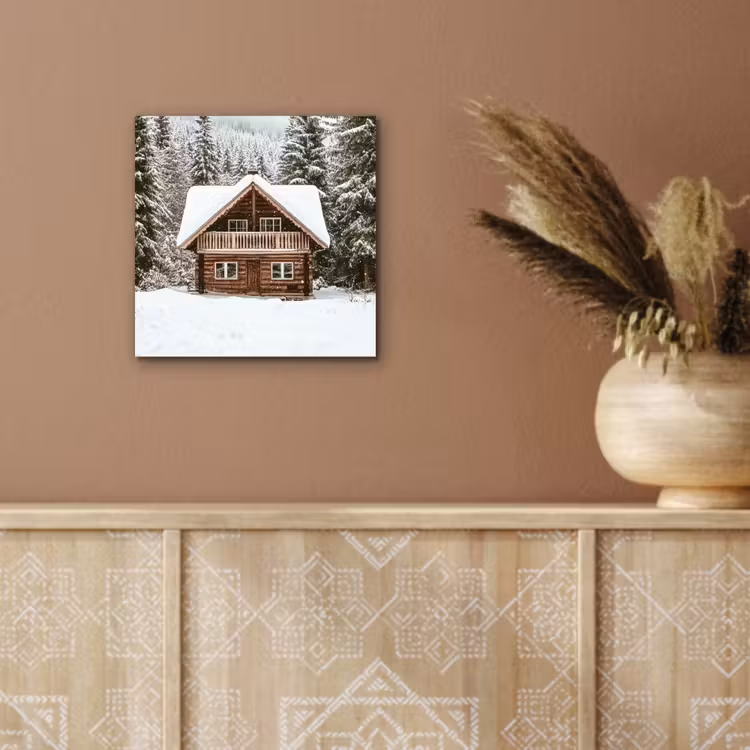 Huis - Bos - Winter - Natuur - Sneeuw aluminium wit klein -sfeer4