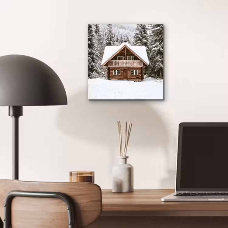Huis - Bos - Winter - Natuur - Sneeuw aluminium wit klein -sfeer5