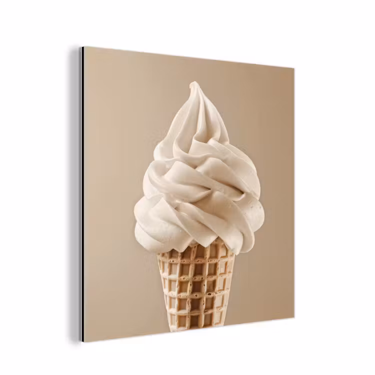 IJs - Softijs - Romig - Hoorntje - Beige aluminium wit klein -3d