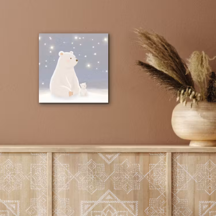 Ijsbeer - Sneeuw - Sterren - Blauw aluminium wit klein -sfeer4