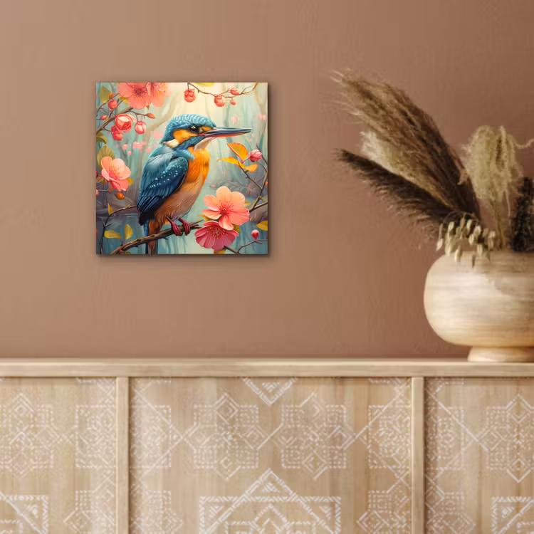 IJsvogel - Bloesem - Natuur - Vogels - Bloemen aluminium wit klein -sfeer4