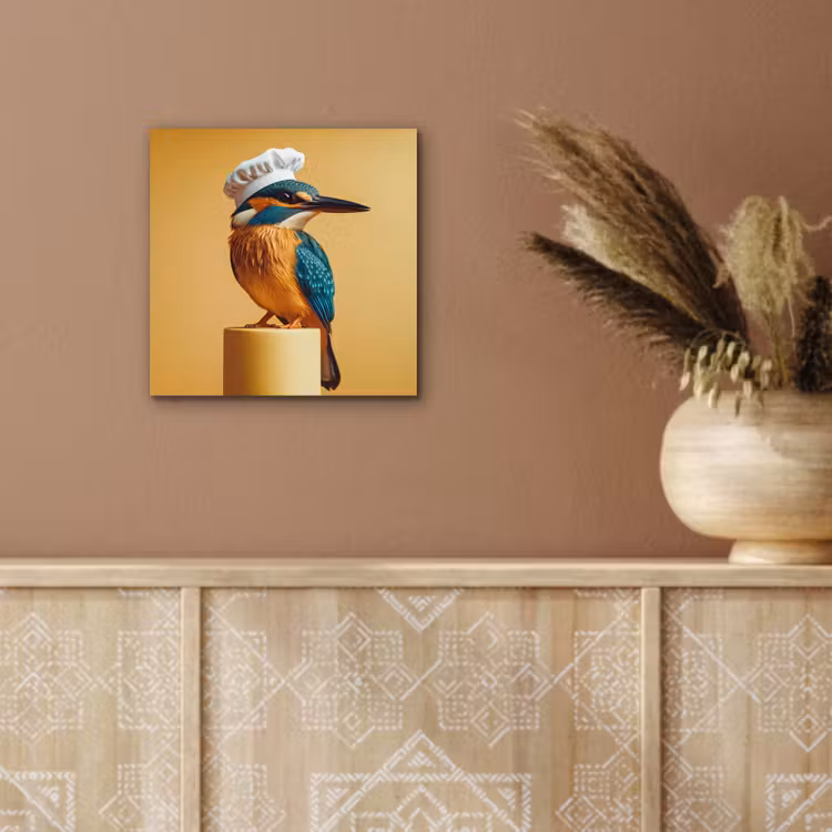 Ijsvogel - Pilaar - Koksmuts - Vogel aluminium wit klein -sfeer4