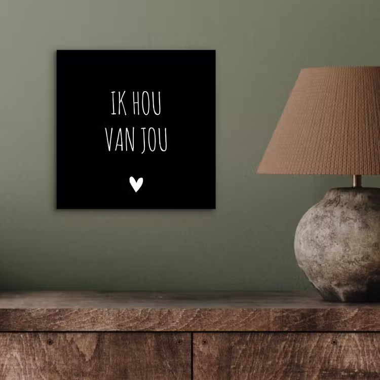 Ik hou van jou - Spreuken - Quotes aluminium wit klein -sfeer2